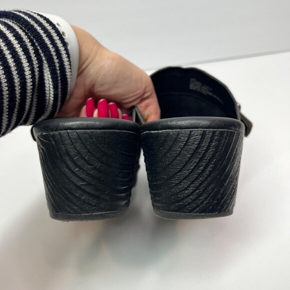 Korks by Kork ease Brown Leather Clog Mules Studded Slip On Shoes studded Size 8 - Picture 10 of 12